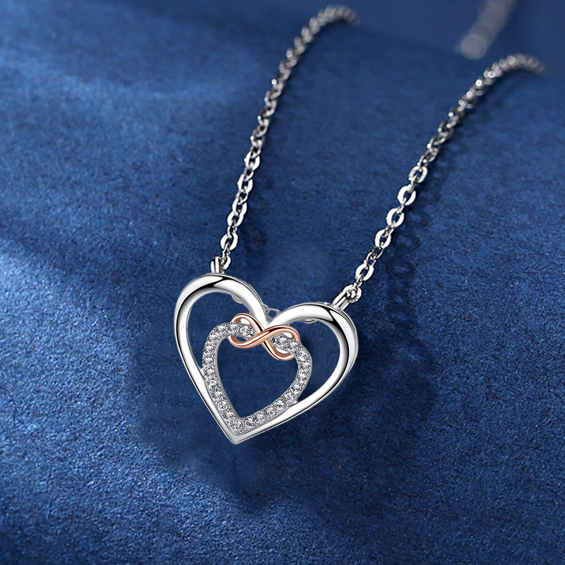 Stylish Women's Two Hearts Infinity Necklace, versatile for daily wear or special occasions