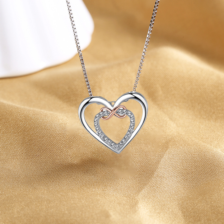 Delicate Two Hearts Infinity Necklace, sterling silver, a cherished love jewelry piece