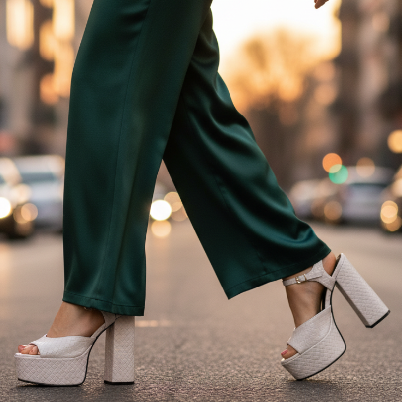Stylish women's block heel platform sandals featuring a secure buckle strap and open toe design.