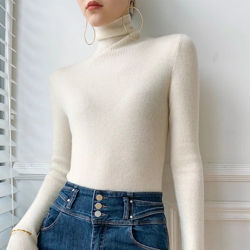 Versatile women's cashmere turtleneck, a soft, warm luxury knit perfect for elegant everyday layering.
