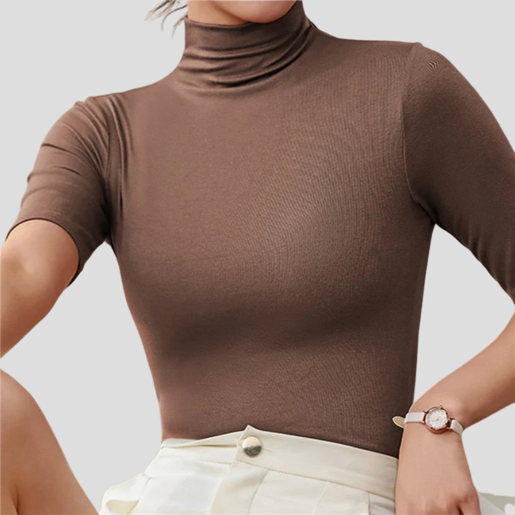 Women's ultra-thin seamless turtleneck, perfect for layering. Smooth, long-sleeve, slim-fit everyday apparel.