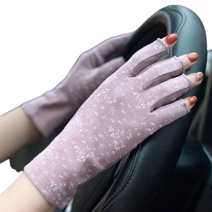 Keep hands safe with women's UV protection fingerless gloves. Sun shield for outdoor activities, driving, & sports.
