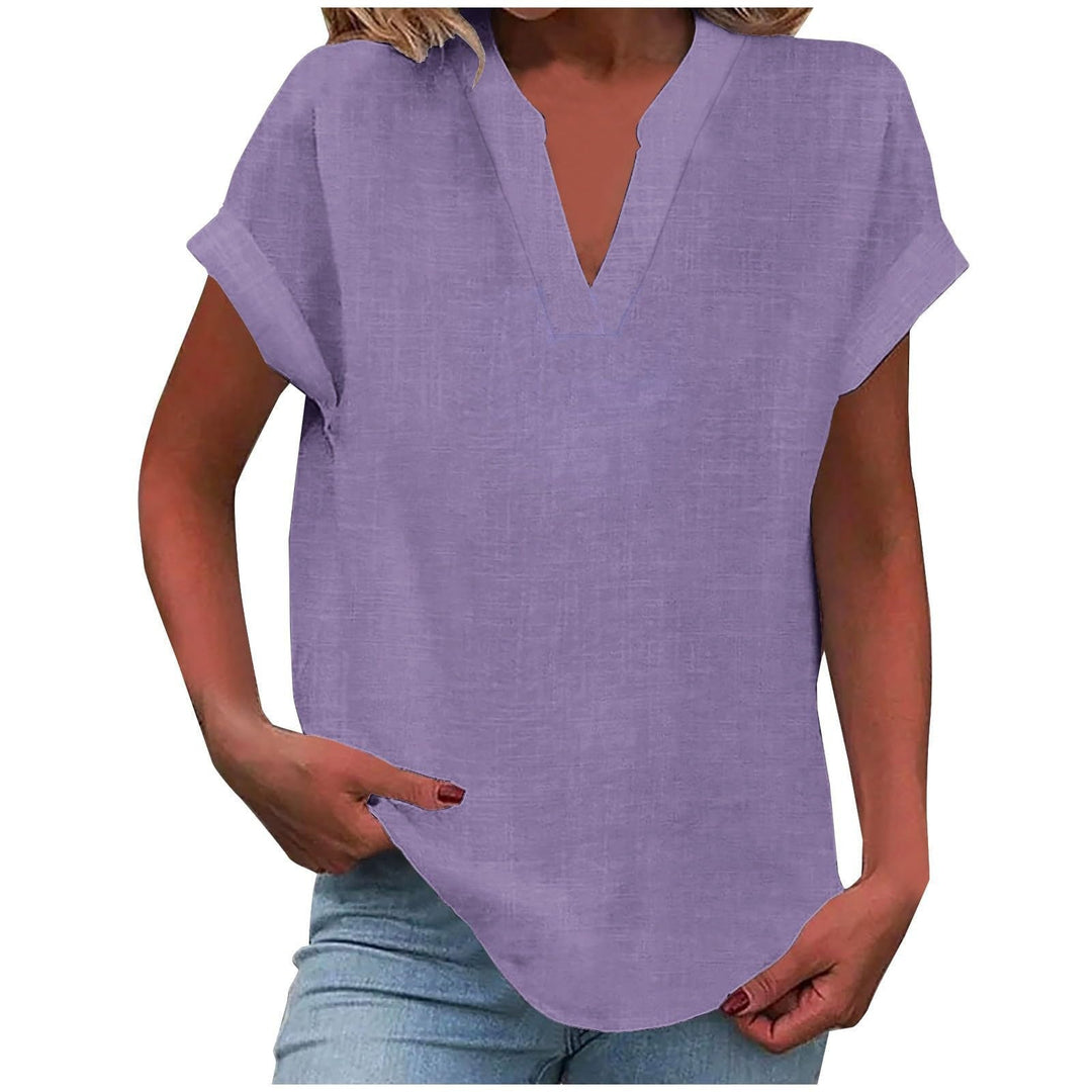 Women's V-neck blouse, relaxed fit & smooth drape. Perfect for everyday style.