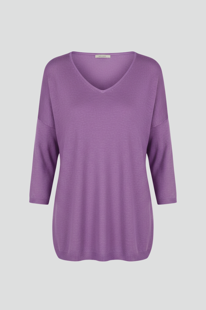 Women's V-Neck Elbow Sleeve Top in a relaxed fit, perfect for casual everyday wear.
