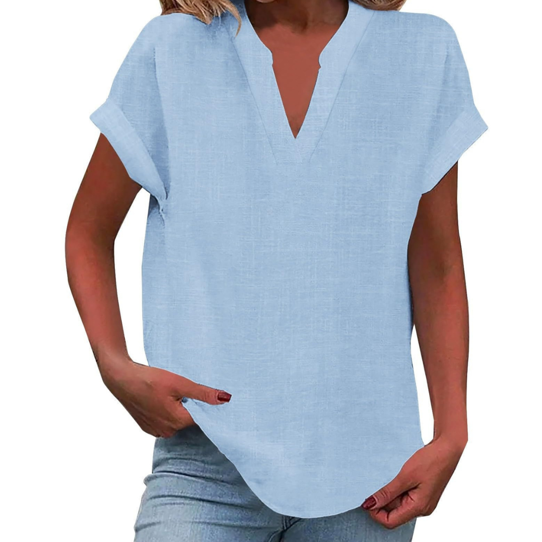 Comfortable plain blouse, relaxed fit, a versatile wardrobe essential for women.