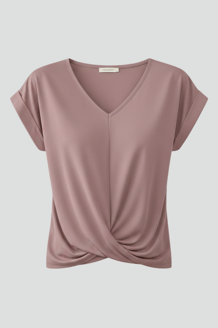 Women's V-neck short sleeve blouse, relaxed fit for effortless style & comfort.