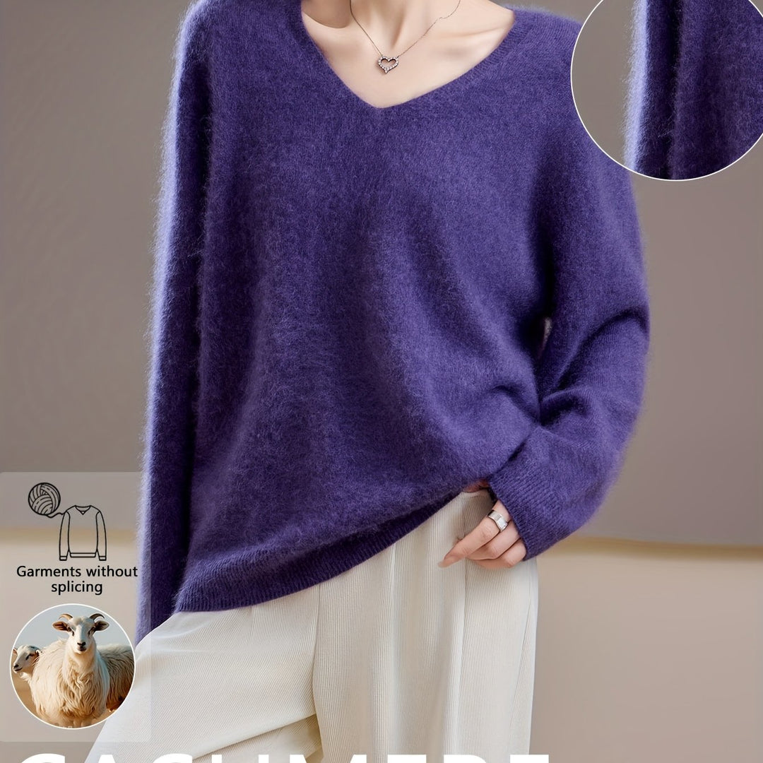 Cozy & comfortable women's v-neck sweater, autumn fashion essential, versatile top.