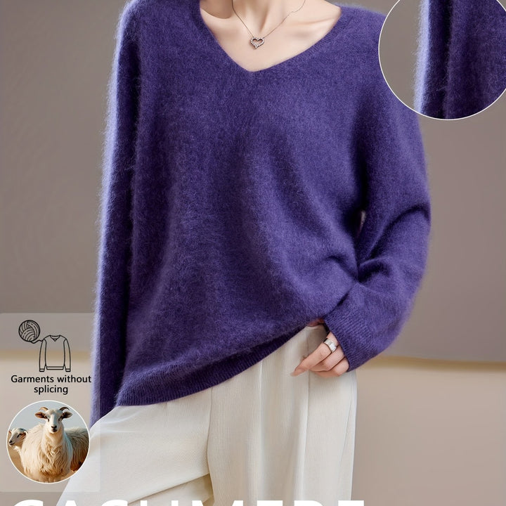 Cozy & comfortable women's v-neck sweater, autumn fashion essential, versatile top.