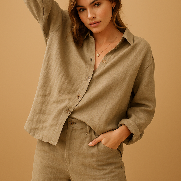 Classic design women's comfort blouse. Feminine long-sleeve top, perfect for versatile everyday & workwear.