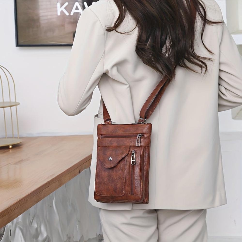 Women's classic vintage crossbody bag, a stylish and compact handbag for daily wear.