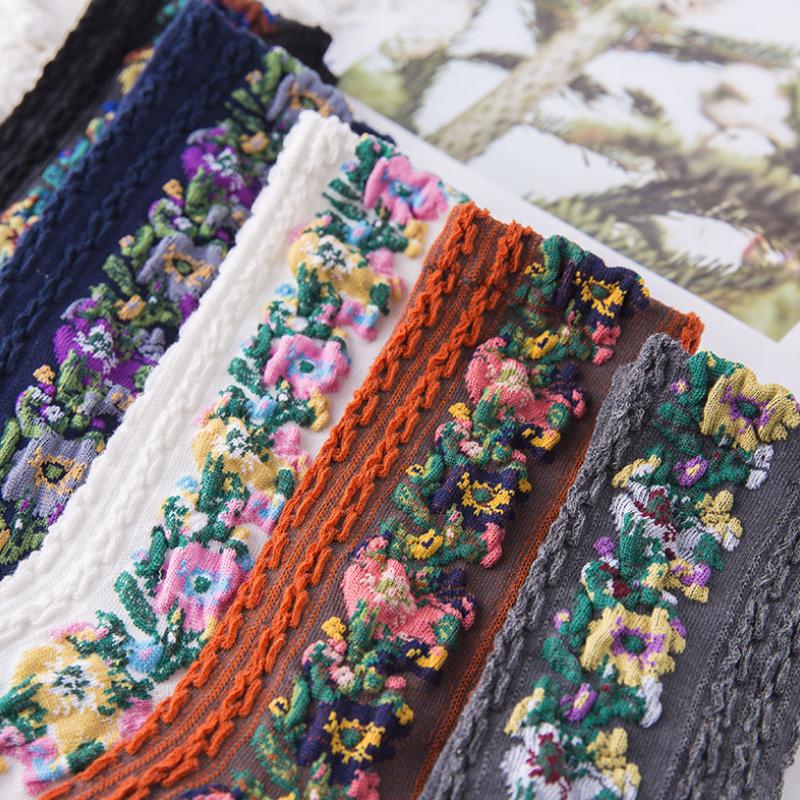 Pair of comfortable combed cotton floral socks for women, ideal gift idea for fashion lovers.