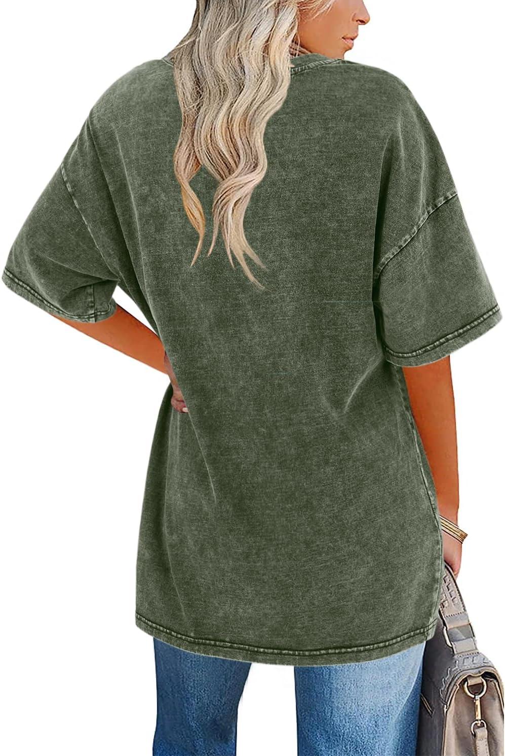 Women's casual vintage tee, oversized design, relaxed fit for easy, everyday comfort.