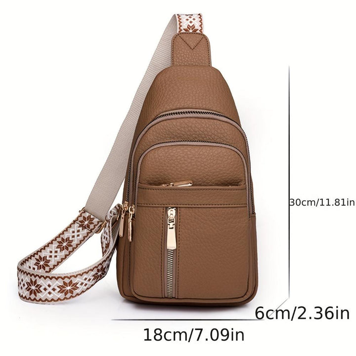 Khaki women's retro chest bag, versatile vintage style crossbody purse.