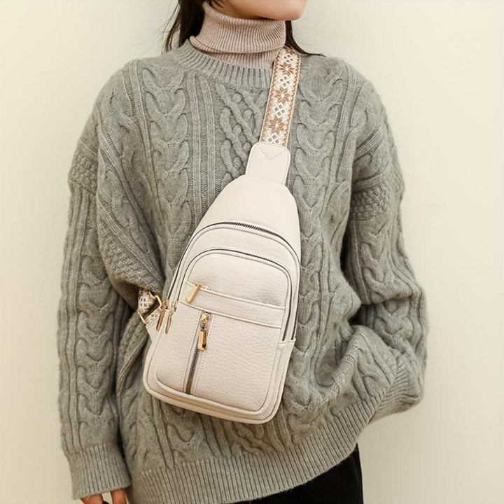 Black vintage style leather shoulder bag, women's chest crossbody.