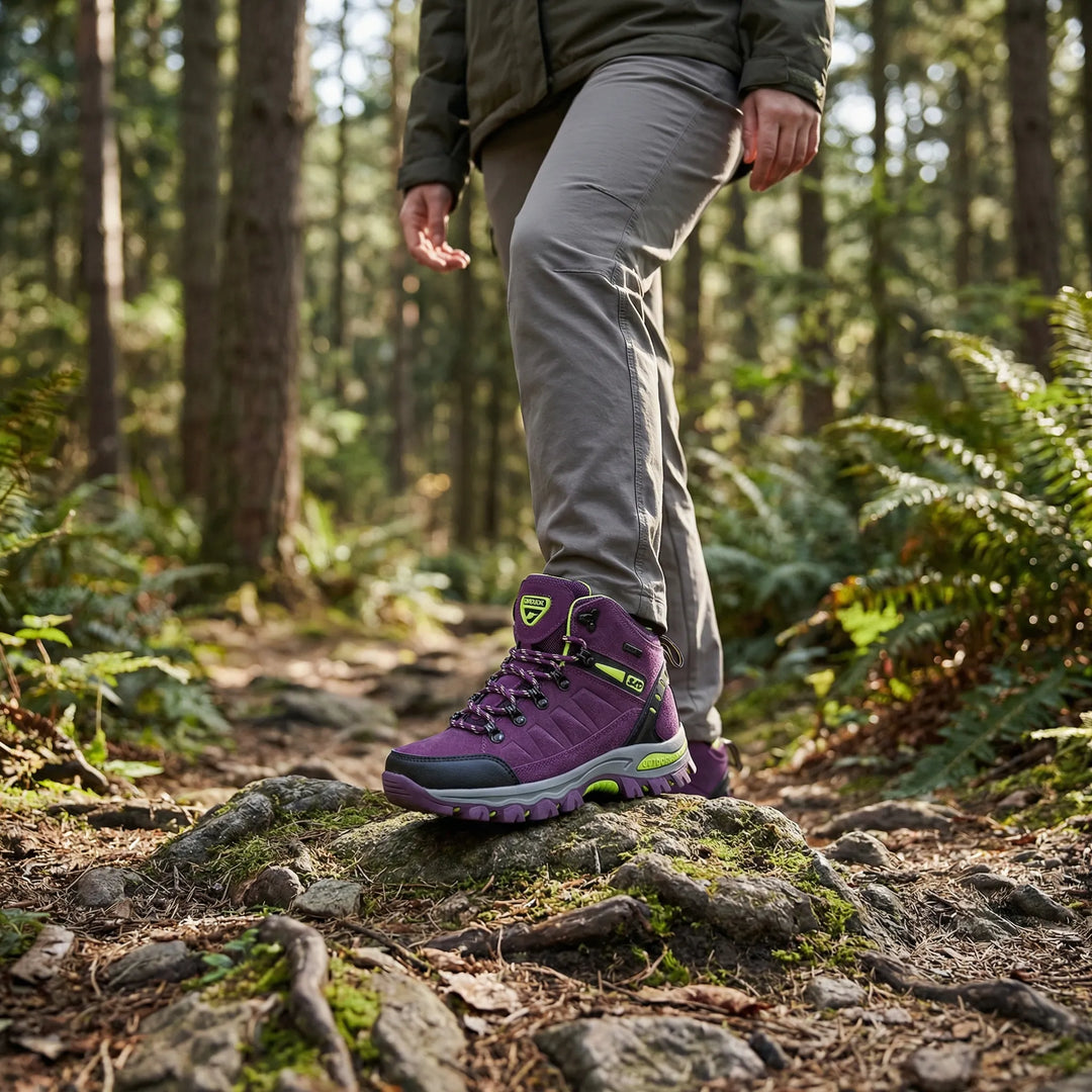 Women's water-repellent hiking boots with all-day comfort for trails and outdoor adventures.