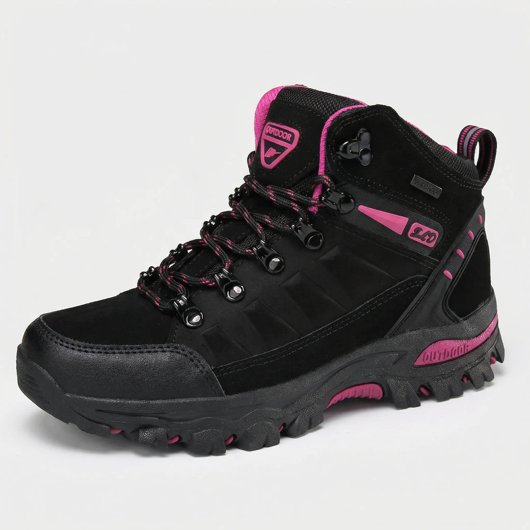 Comfortable fit women's trail footwear, water-repellent hiking boots providing support for outdoor adventures.