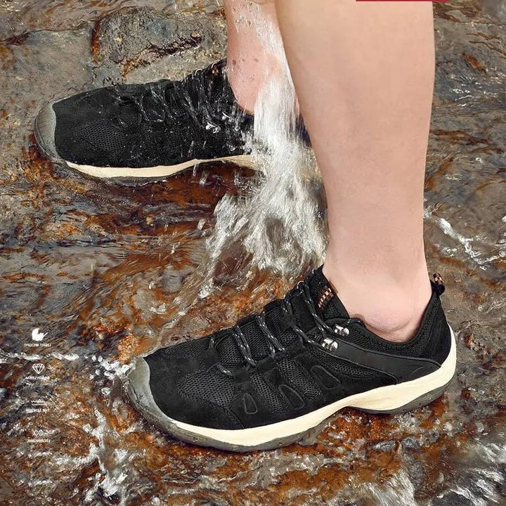 Durable women's waterproof hiking shoes, built for rugged all-terrain outdoor and trail adventures.