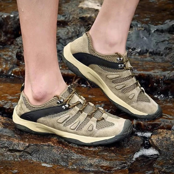Durable women's waterproof hiking shoes, breathable for all-terrain outdoor adventures.