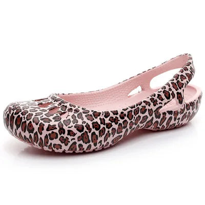 Women's casual waterproof flat slide sandals, jelly material with a stylish cut-out for summer.