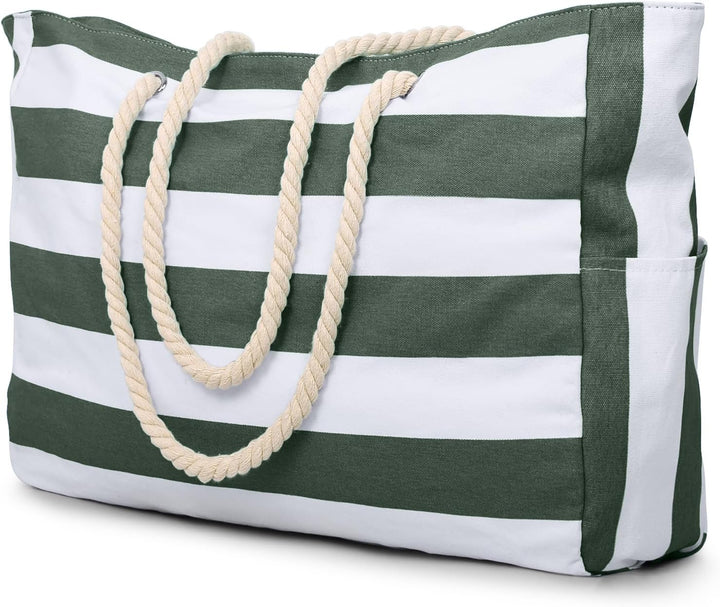 Large zippered waterproof women's bag, multi-pocket organizer for travel or work.