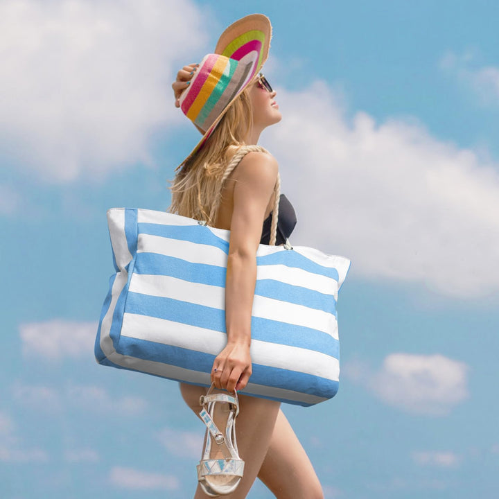 Zippered large waterproof tote for women, secure storage for work, travel, gym.