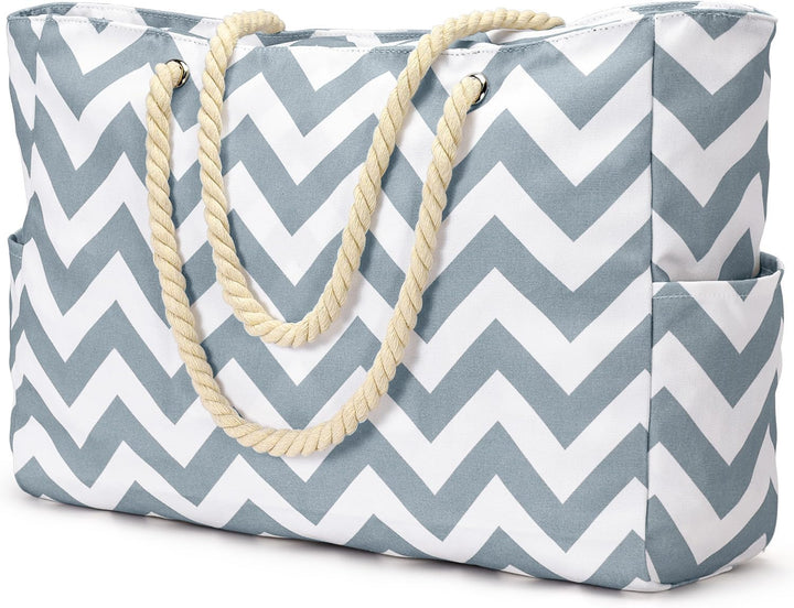 Women's large waterproof beach tote, keeps sand out & belongings dry.