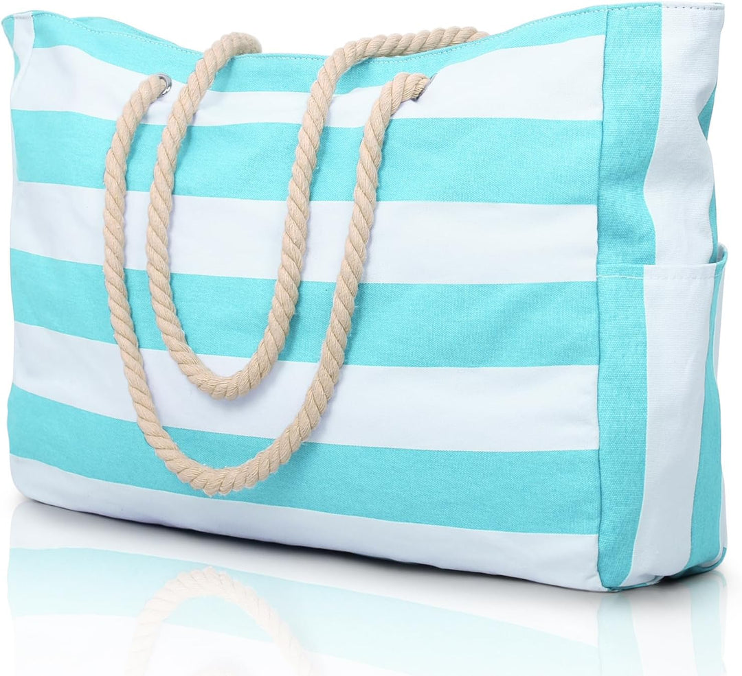 Zippered waterproof women's tote, multi-pocket design, durable Oxford fabric for travel.