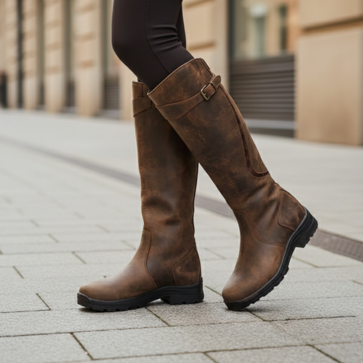 Supportive women's knee-high orthopedic boots, waterproof for all-day winter comfort.
