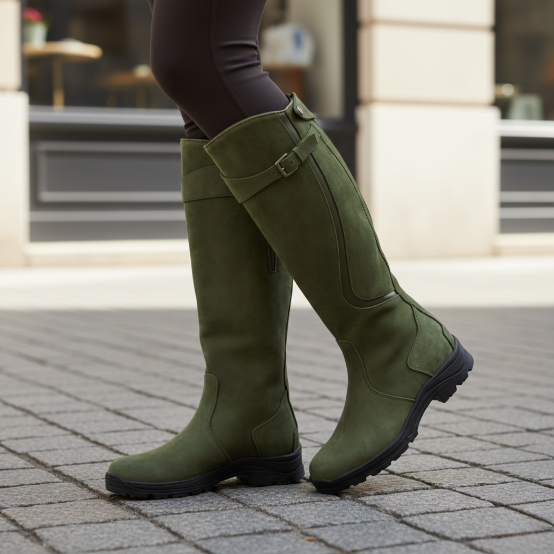 Adjustable waterproof women's knee-high boots, offering orthopedic comfort & winter protection.