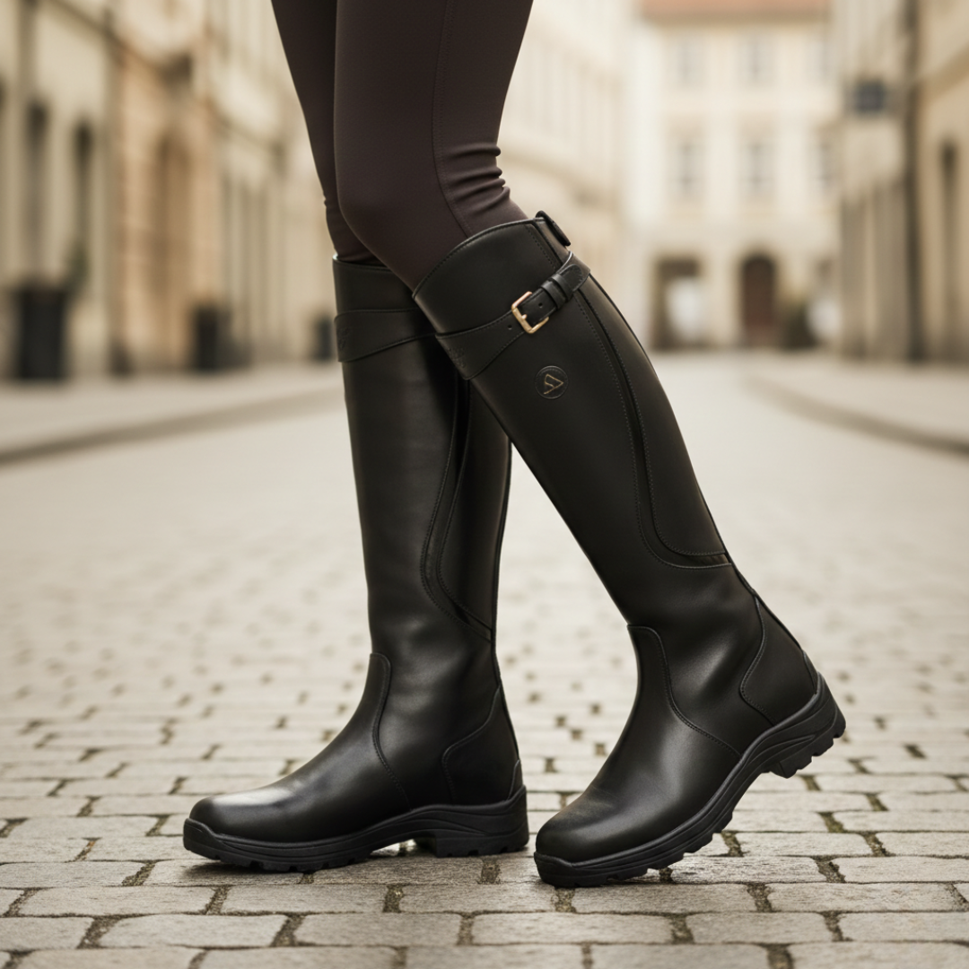 Stylish women's tall boots: waterproof, orthopedic comfort, and lug sole for winter support.