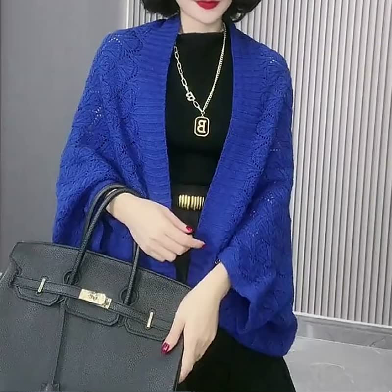 Women's chic knitwear: diamond hollow short shawl cardigan, a must-have versatile summer top.