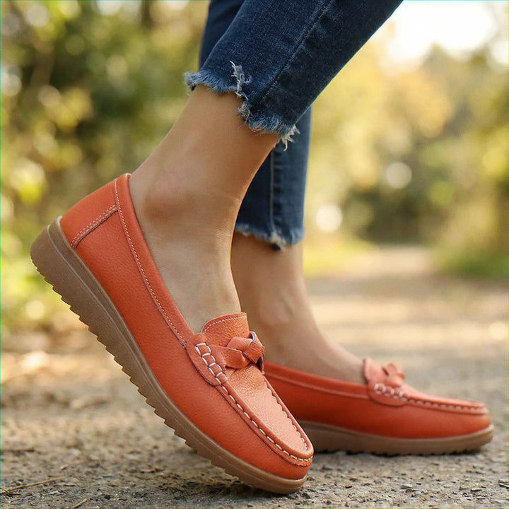 Women's Slip-On Loafers with Arch Support: Wide fit orthopedic comfort for all-day wear.