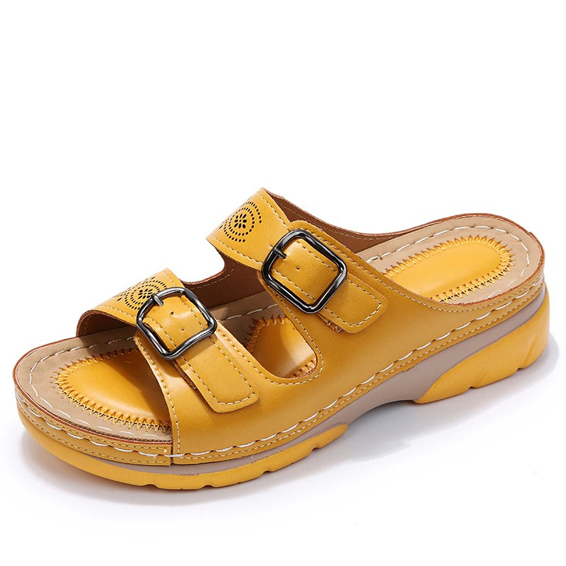 Women's wide fit comfort sandals with arch support, ideal for summer & daily wear.