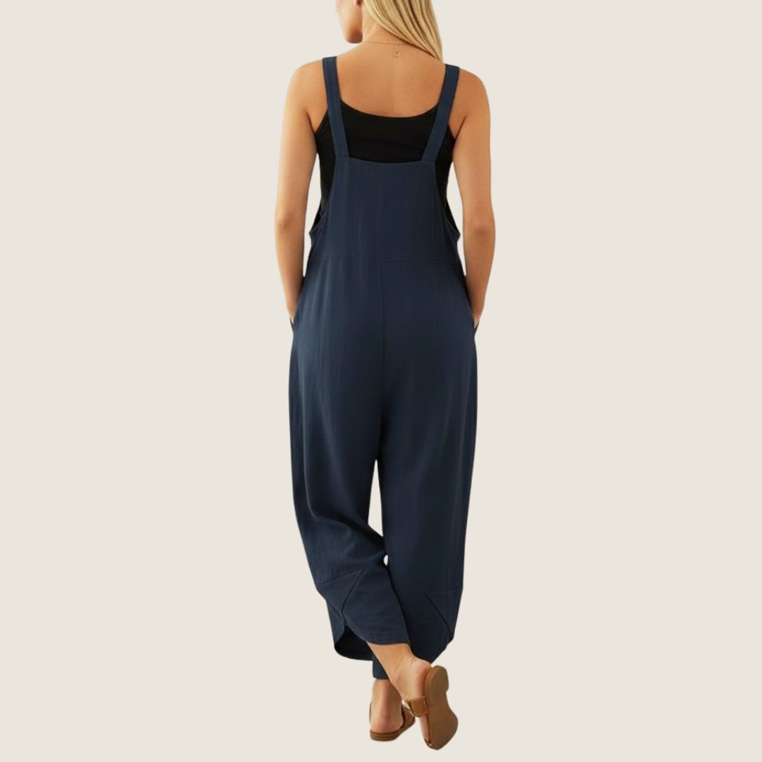 Stylish wide leg cargo overalls for women, ideal for spring and summer casual outfits. Comfortable and trendy.