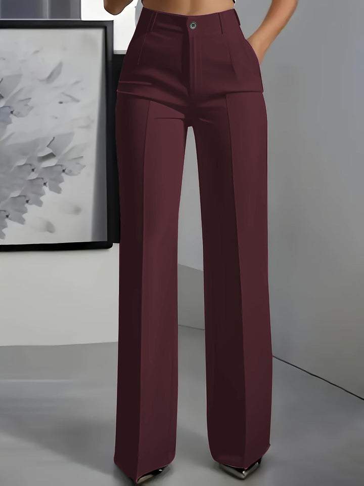 Women's high waist wide leg pants for office & casual wear. Structured fit for a sophisticated look.