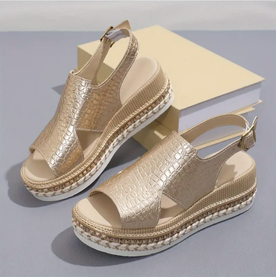 Everyday wear Zinnia women's wedge sandals, offering comfortable orthopedic support for summer outings.