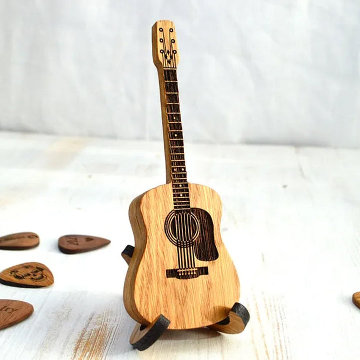 Artisan wooden guitar pick storage, an attractive home decor item.