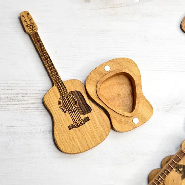 Music-themed gift: wooden pick holder box, a must-have for guitarists.