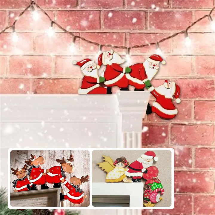 Christmas door frame decor with a wooden angel, adding holiday spirituality to your home.