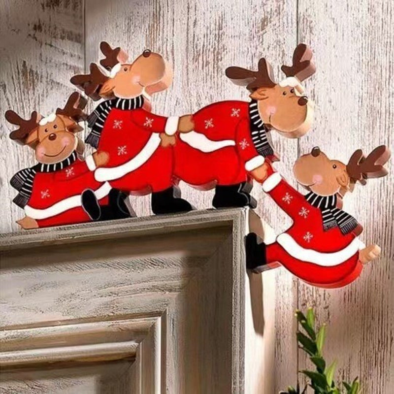 Elegant wooden Christmas door frame decoration, perfect for enhancing festive ambiance.