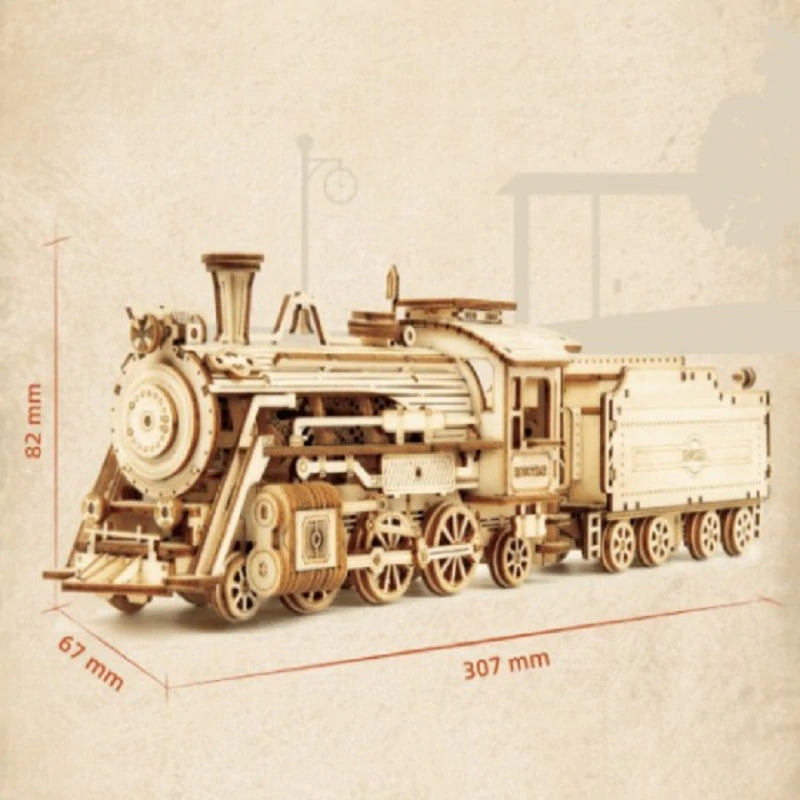 Boxed wooden mechanical 3D puzzle kit for teens