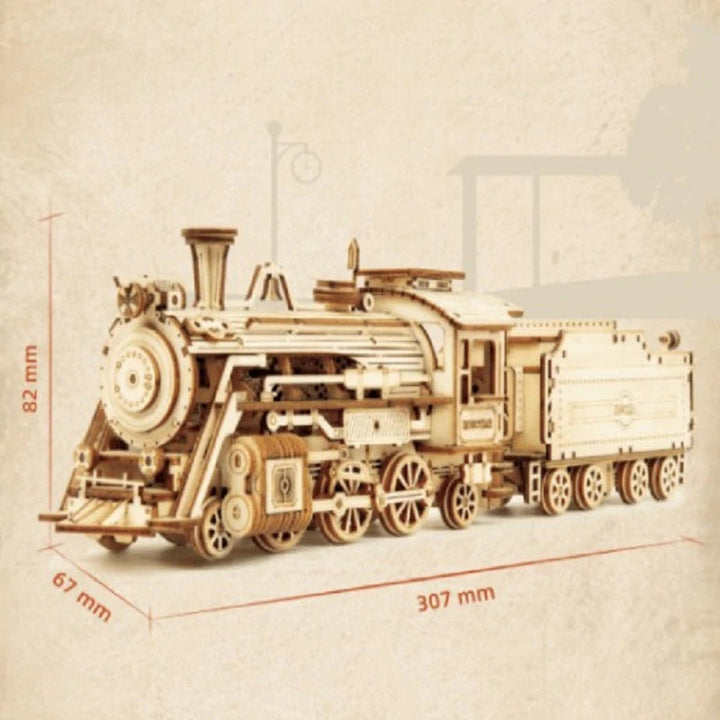 Boxed wooden mechanical 3D puzzle kit for teens
