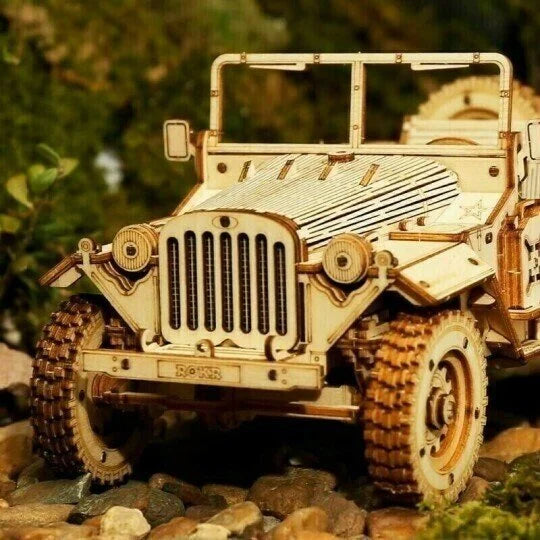 Teenager assembling a wooden mechanical 3D puzzle kit