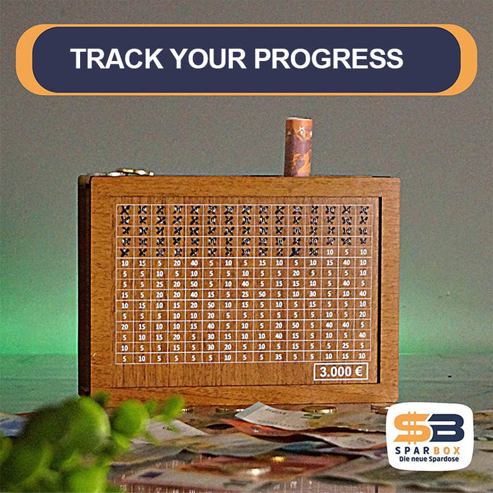 Gift-ready wooden money box with an engraved message, perfect for birthdays or graduation