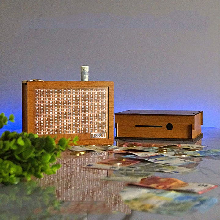 Beautiful wooden money box with a smooth finish, blending seamlessly with home decor