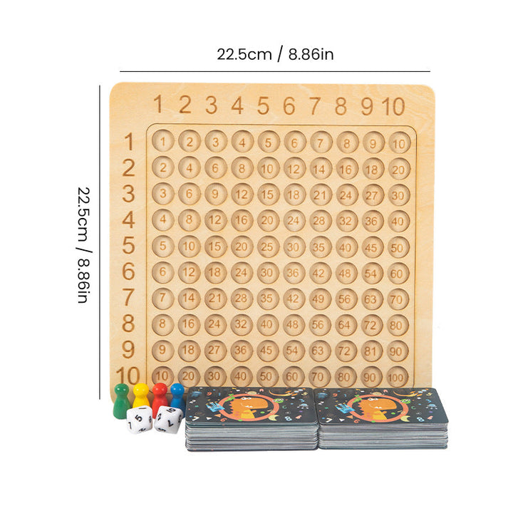 Gift-ready wooden multiplication board game, an engaging and educational math learning tool for children