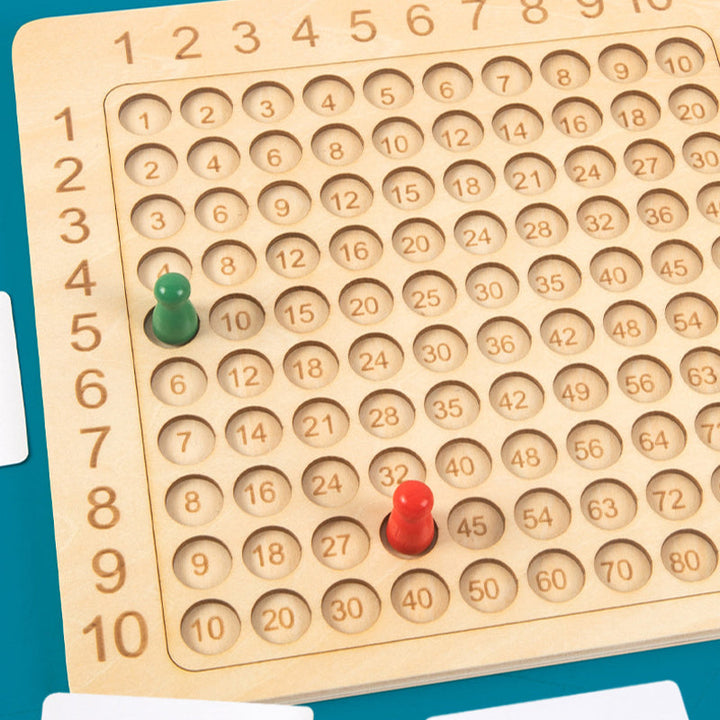 Montessori wooden multiplication board, an educational math game designed for kids' early learning