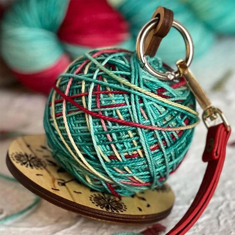 Compact wooden yarn storage solution, a great gift for knitters and crocheters.