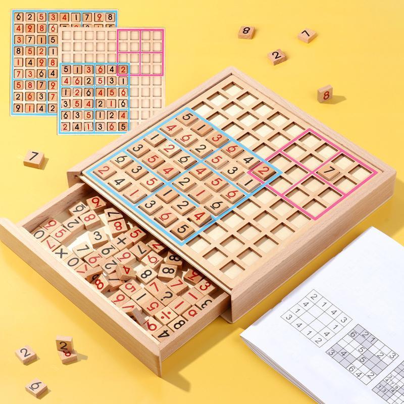 Wooden Sudoku game set, classic brain teaser for adults & kids, enhancing cognitive development