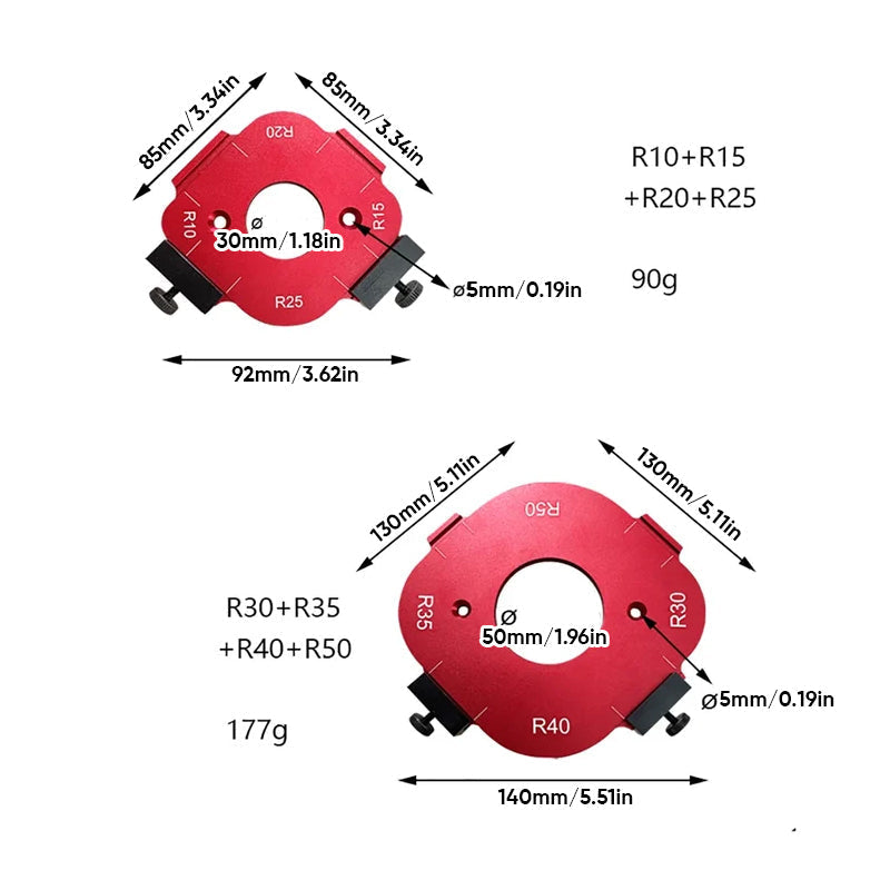High-quality aluminum woodworking corner radius router template, precision carpentry tool